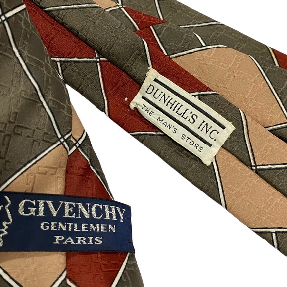 Vintage Givenchy Gentlemen Paris Stripe Plaid Diamond Textured Men's Tie Necktie - Picture 4 of 5